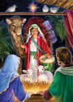 The Greatest Gift  Published by the Vermont Christmas Company -  A Gift for the King : Wollenmann, jigsaw puzzle, Christmas, sheep, lamb, religious, Joseph, Mary, stable, doves, crib, holy family, nativity, Advent Calendar, camel, drummer boy, star