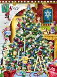 Trimming the Tree  Published by the Vermont Christmas Company -  Trimming the Tree : Wollenmann, jigsaw puzzle, Advent Calendar, Christmas, Christmas tree, elves, decorate, decorations, toys, ladder, star, cat, mouse, stairs, candy cane, holiday