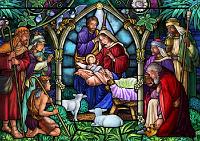 Peaceful Nativity in Stained Glass  Published by the Wentworth Wooden Puzzle Company -  Stained Glass Nativity
