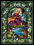 St. Francis of Assisi  Published by SunsOut : Wollenmann, jigsaw puzzle, St. Francis, religious, animals, saint, birds, border, deer, fox, rabbit, sheep, doves