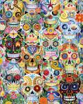 Sugar Skulls Collage  Published by the Vermont Christmas Company -  Day of the Dead : Jigsaw Puzzle, Wollenmann, Halloween, zodiac, skulls, flowers, dia de los muertos